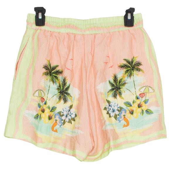 C&C California Womens Shorts Linen Beach Mermaid Pull On Pockets Green Size 4 FY - Picture 4 of 4